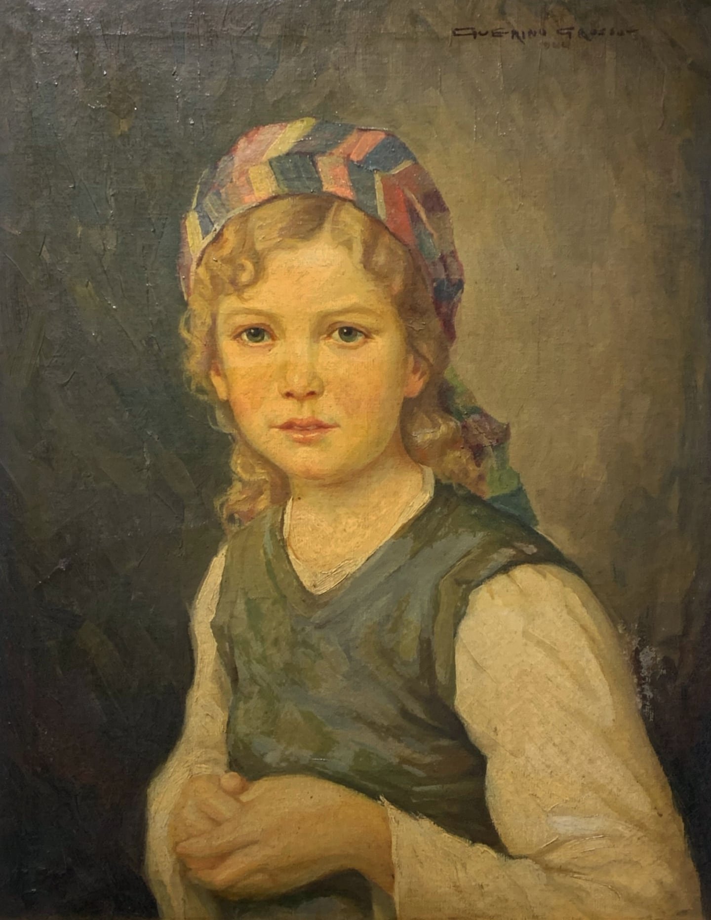 Retrato de menina antes da restauração